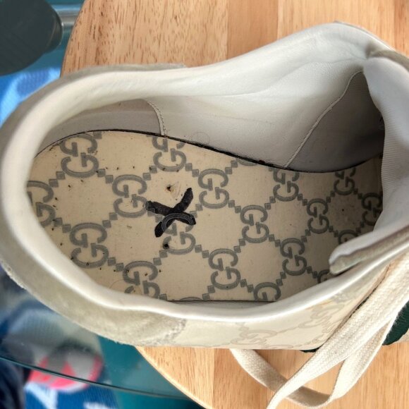 Gucci Guccissima GG Logo cream green red sneakers size 10 1/2 G 11 1/2 US Preown - Picture 11 of 16